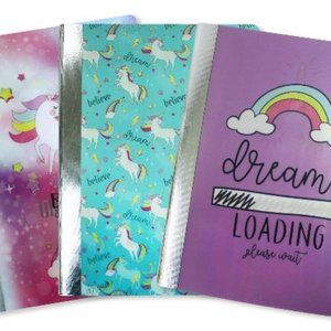 Unicorns & Rainbow Composition NoteBooks 3D 100 Sheets Set of 3 Wide Ruled BTS